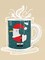 Coffee Mug Santa Seagull on white or snowy teal background in choice of 12 or 15oz white ceramic mug with high-quality sublimation inks product 1